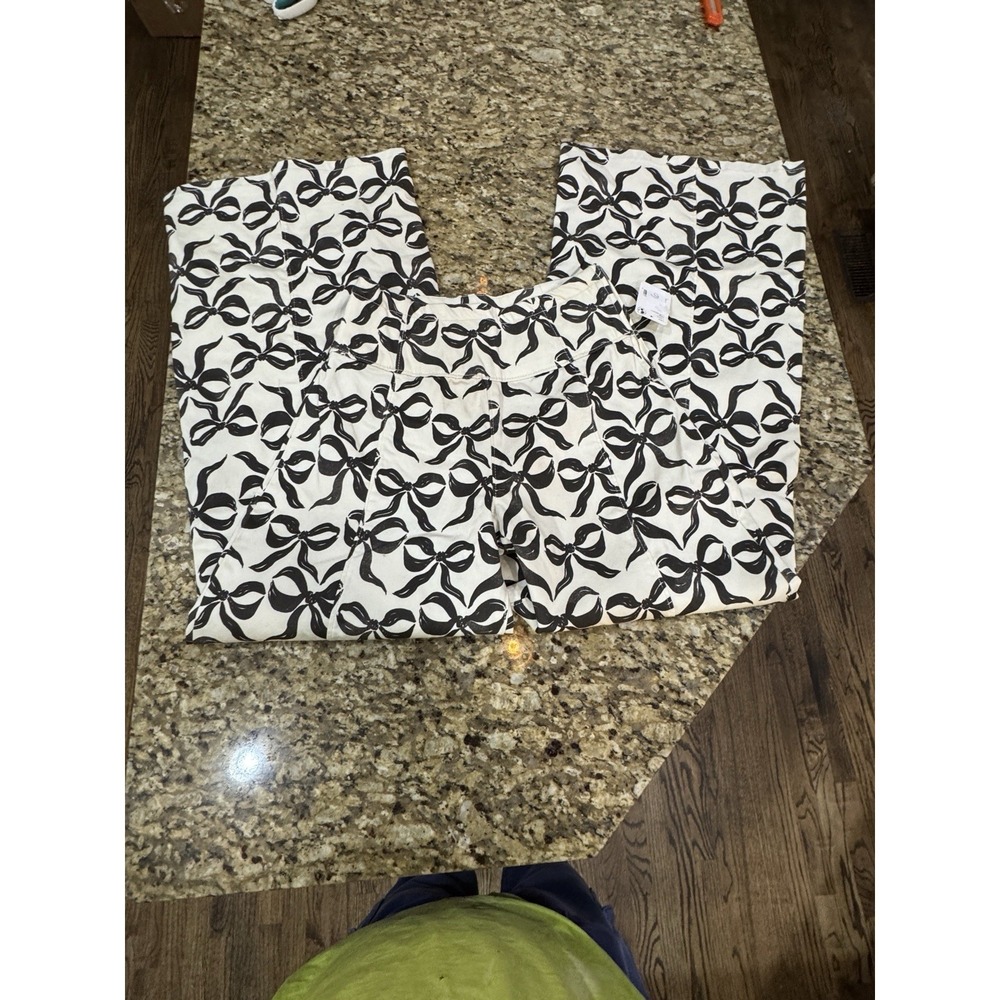 Free People Spotlight Printed High Rise Wide Leg Jeans We the Free Size 27 Bows - Picture 4 of 14